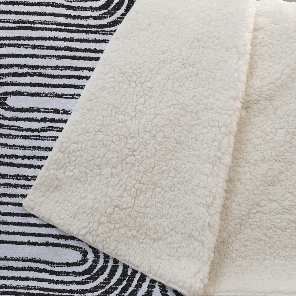 Premium Machine Washable ASB540 Black 50" x 70" Sherpa Throw Blanket. Picture 2