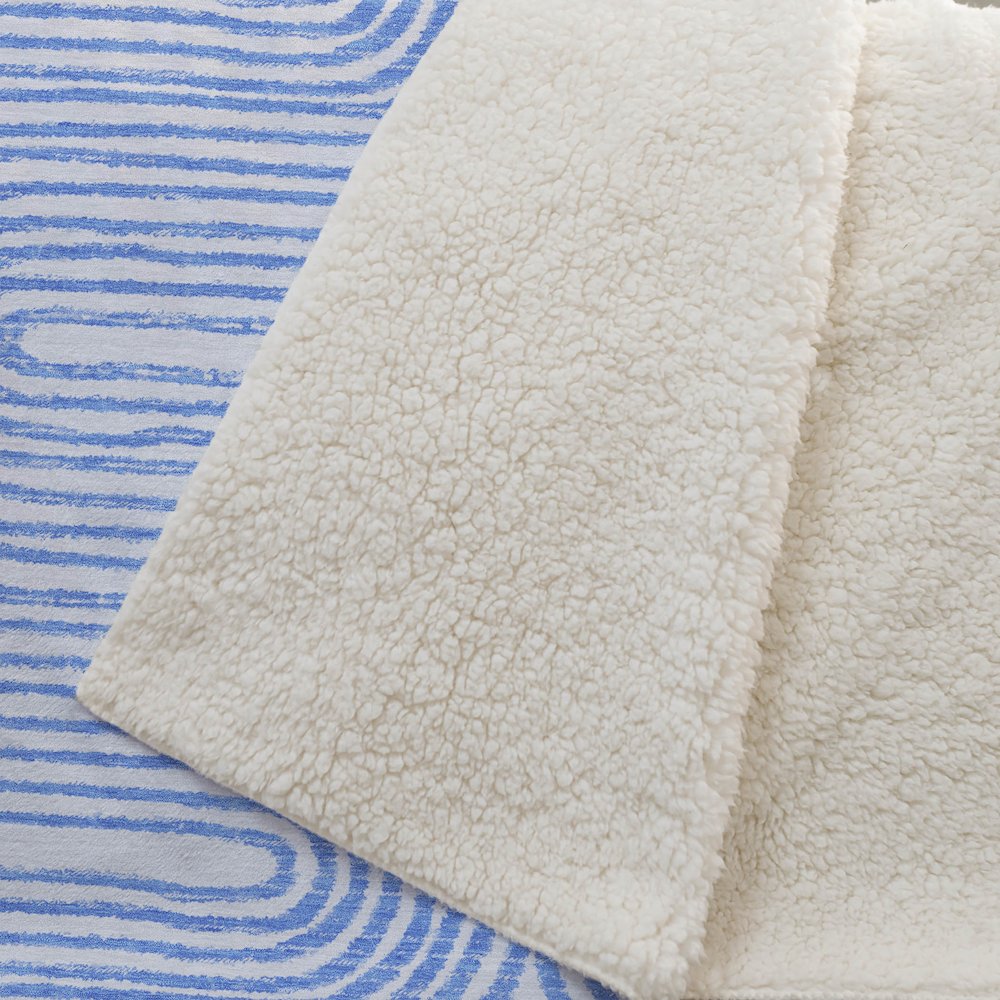 Premium Machine Washable ASB540 Blue 50" x 70" Sherpa Throw Blanket. Picture 2