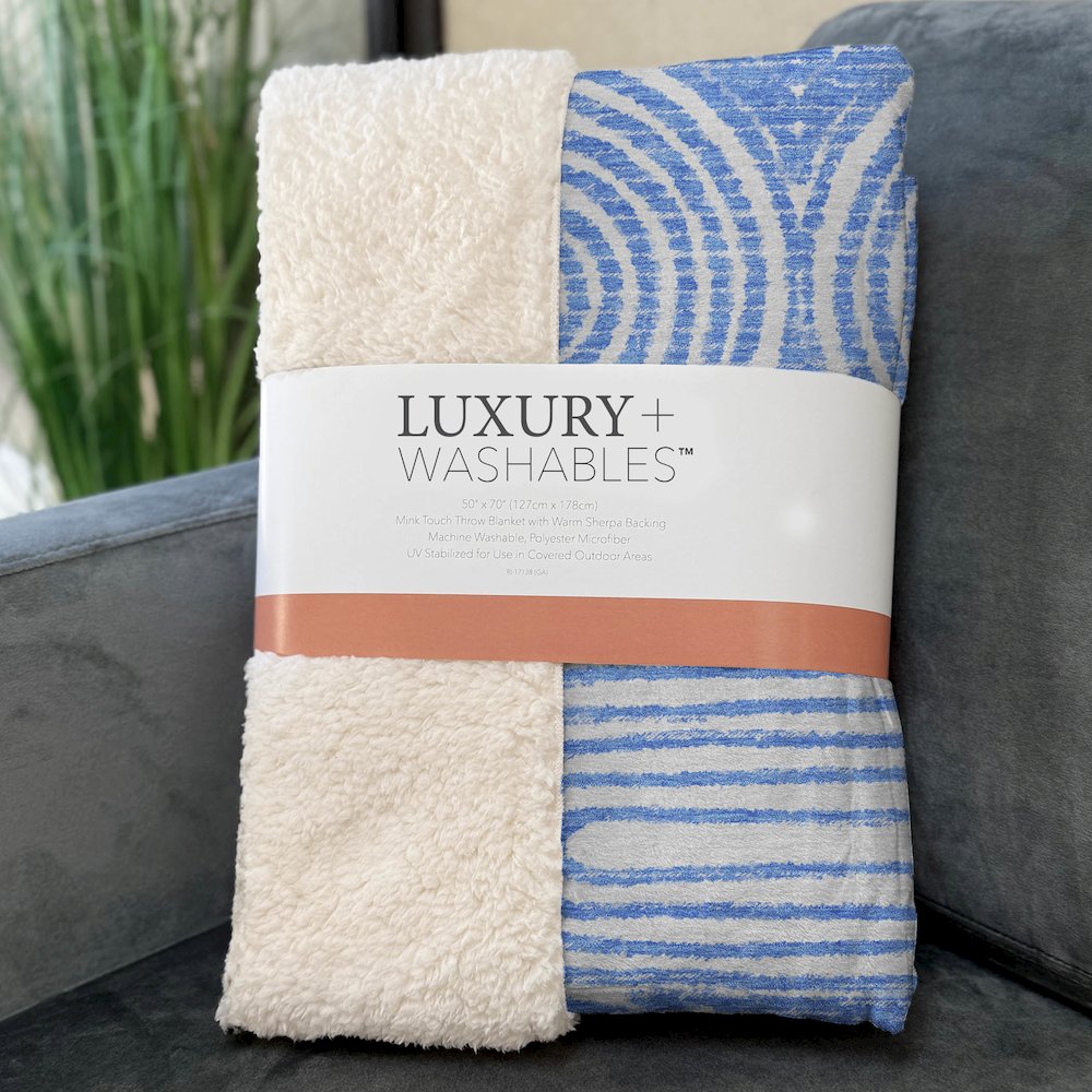 Premium Machine Washable ASB540 Blue 50" x 70" Sherpa Throw Blanket. Picture 3