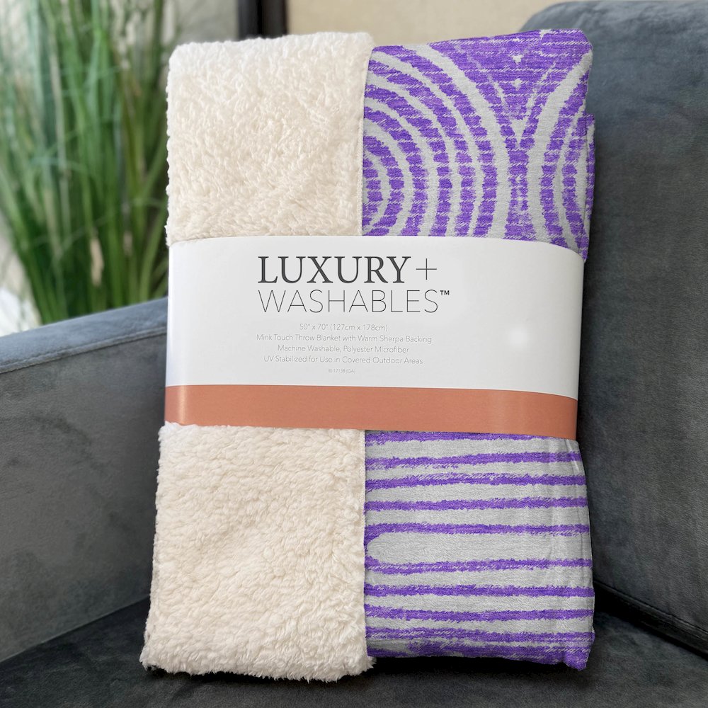 Premium Machine Washable ASB540 Purple 50" x 70" Sherpa Throw Blanket. Picture 3