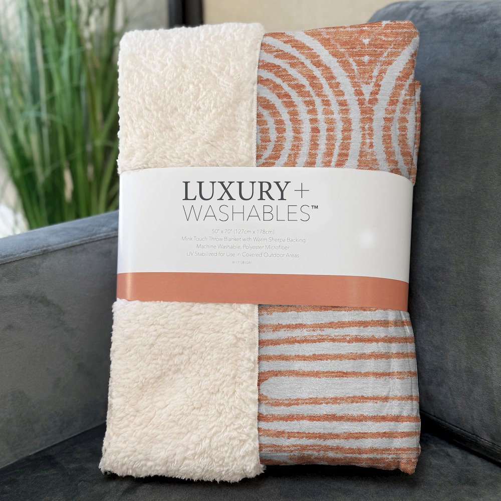 Premium Machine Washable ASB540 Salmon 50" x 70" Sherpa Throw Blanket. Picture 3