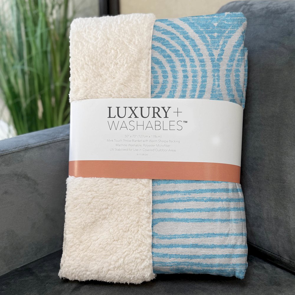 Premium Machine Washable ASB540 Teal 50" x 70" Sherpa Throw Blanket. Picture 3