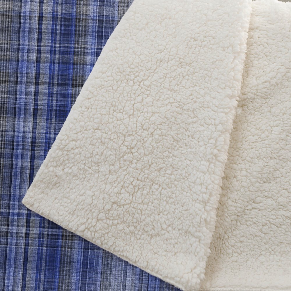 Premium Machine Washable ASB541 Navy 50" x 70" Sherpa Throw Blanket. Picture 2