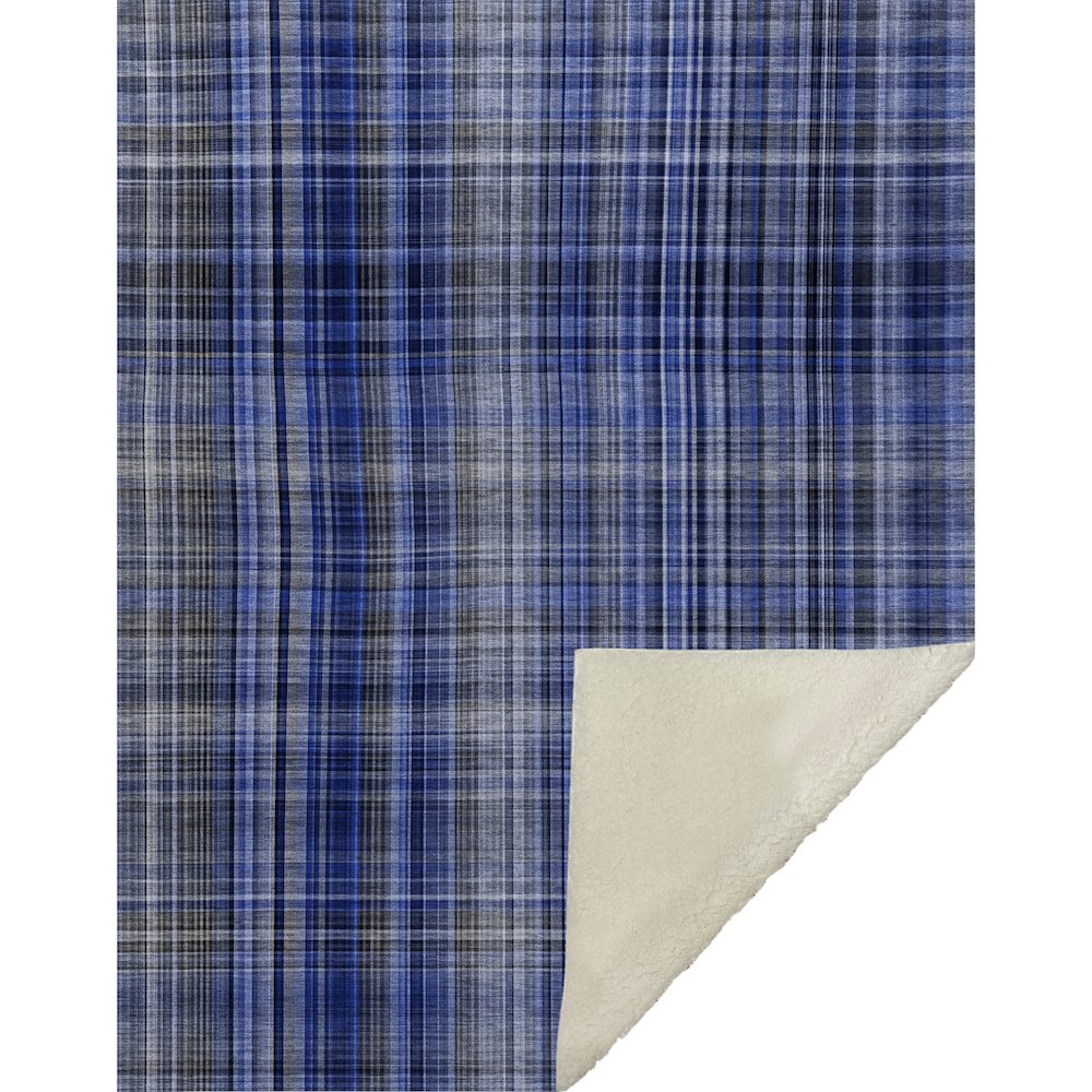 Premium Machine Washable ASB541 Navy 50" x 70" Sherpa Throw Blanket. Picture 1