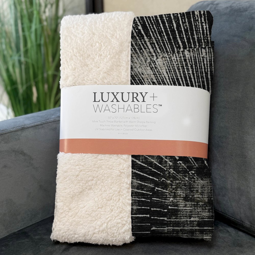 Premium Machine Washable ASB542 Black 50" x 70" Sherpa Throw Blanket. Picture 3