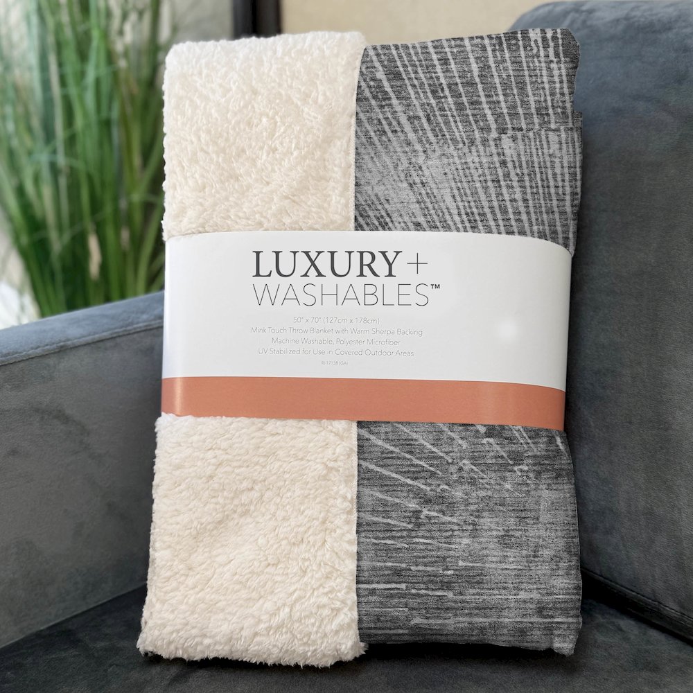 Premium Machine Washable ASB542 Gray 50" x 70" Sherpa Throw Blanket. Picture 3