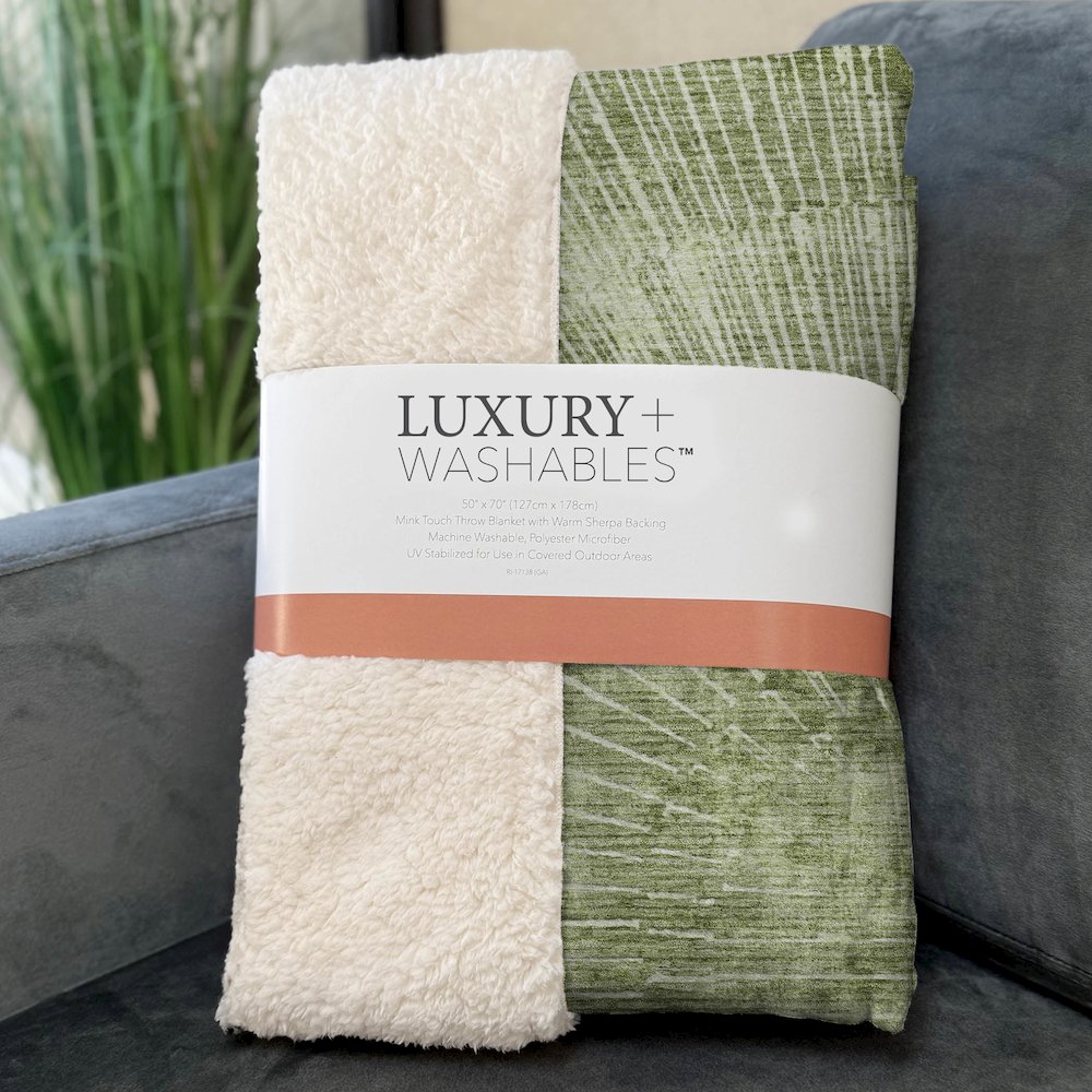 Premium Machine Washable ASB542 Sage 50" x 70" Sherpa Throw Blanket. Picture 3