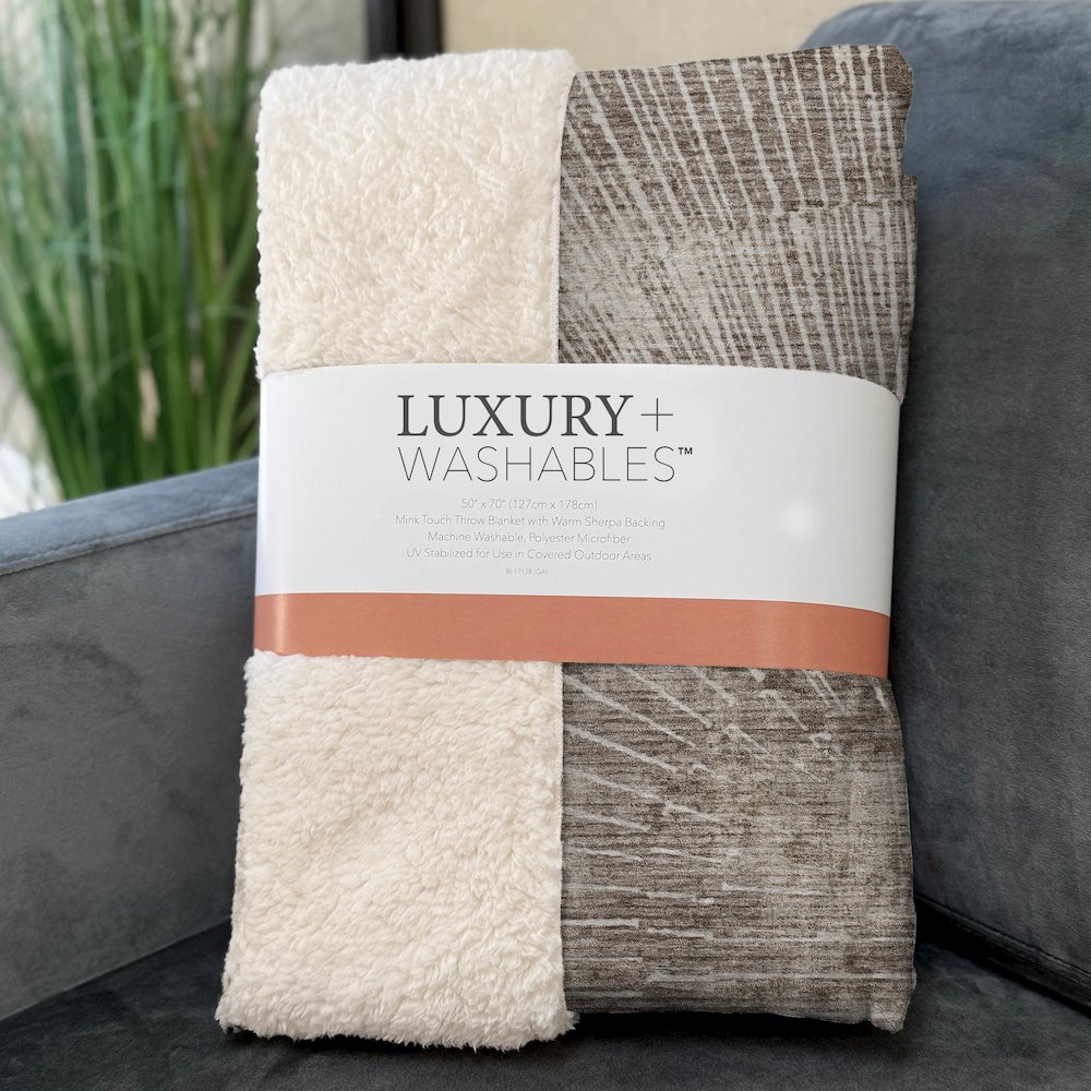 Premium Machine Washable ASB542 Taupe 50" x 70" Sherpa Throw Blanket. Picture 3