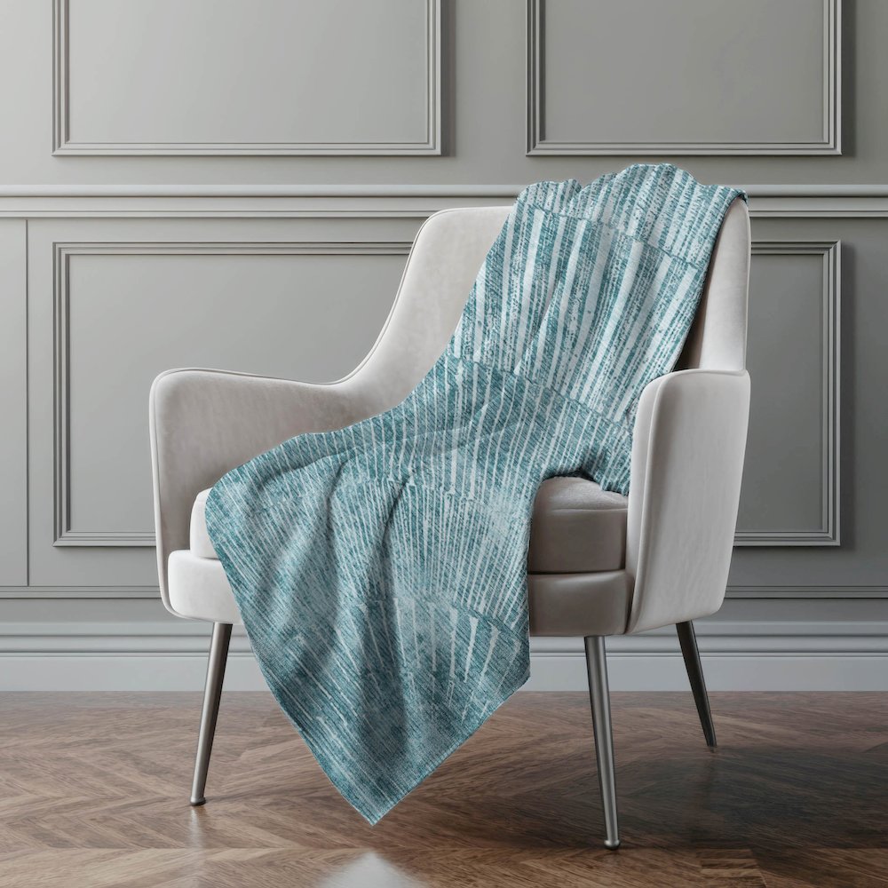 Premium Machine Washable ASB542 Teal 50" x 70" Sherpa Throw Blanket. Picture 4