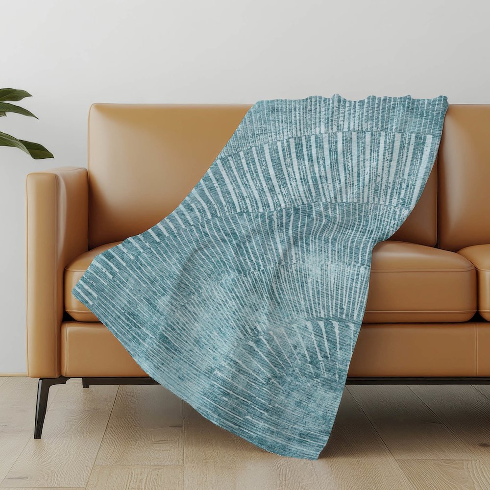 Premium Machine Washable ASB542 Teal 50" x 70" Sherpa Throw Blanket. Picture 5