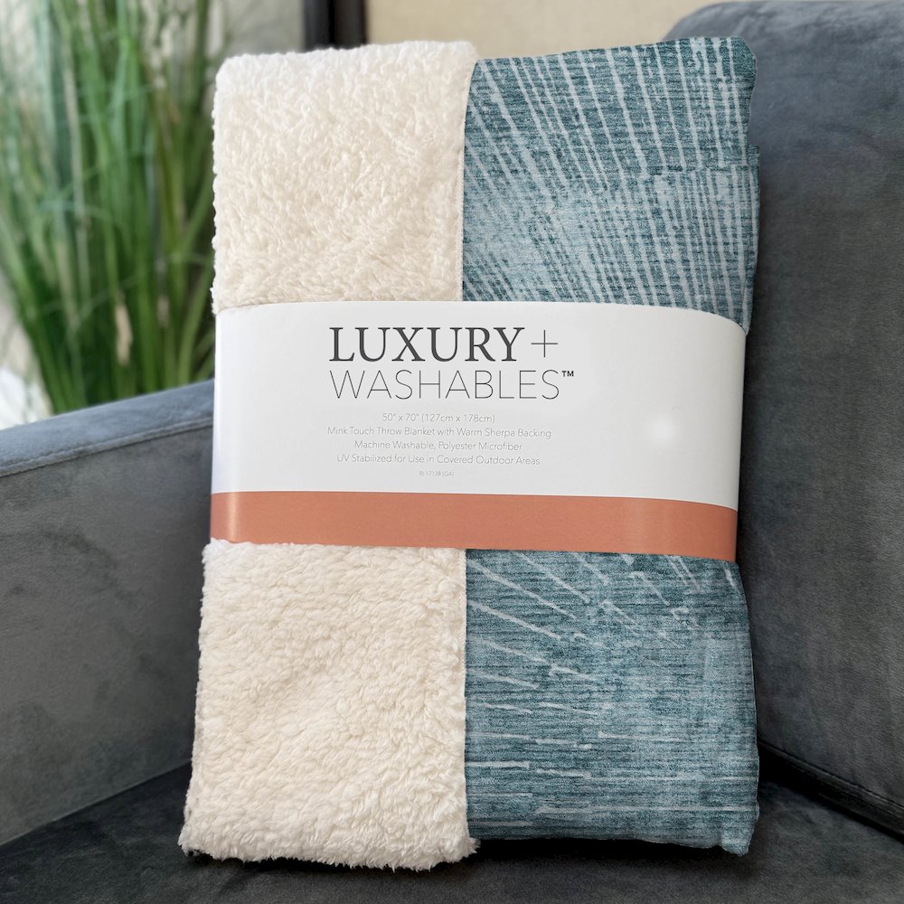 Premium Machine Washable ASB542 Teal 50" x 70" Sherpa Throw Blanket. Picture 3