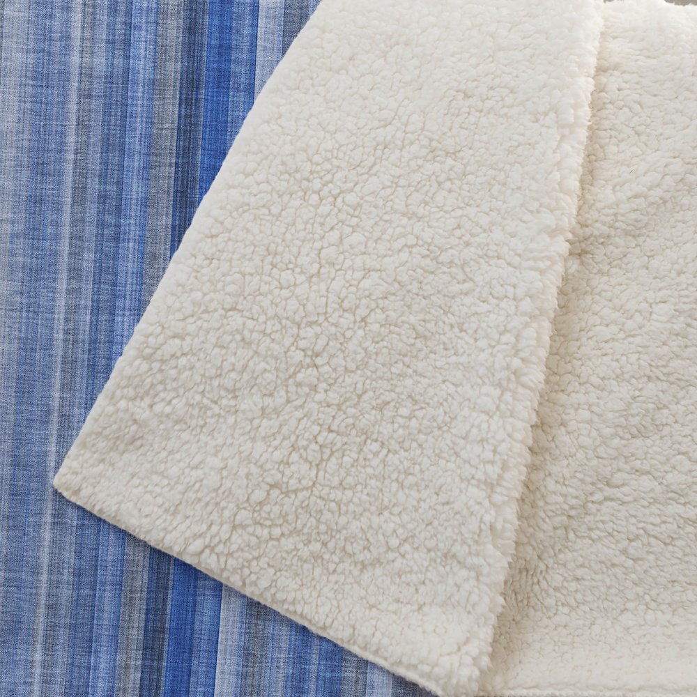 Premium Machine Washable ASB543 Blue 50" x 70" Sherpa Throw Blanket. Picture 2