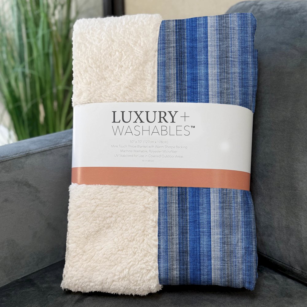 Premium Machine Washable ASB543 Blue 50" x 70" Sherpa Throw Blanket. Picture 3