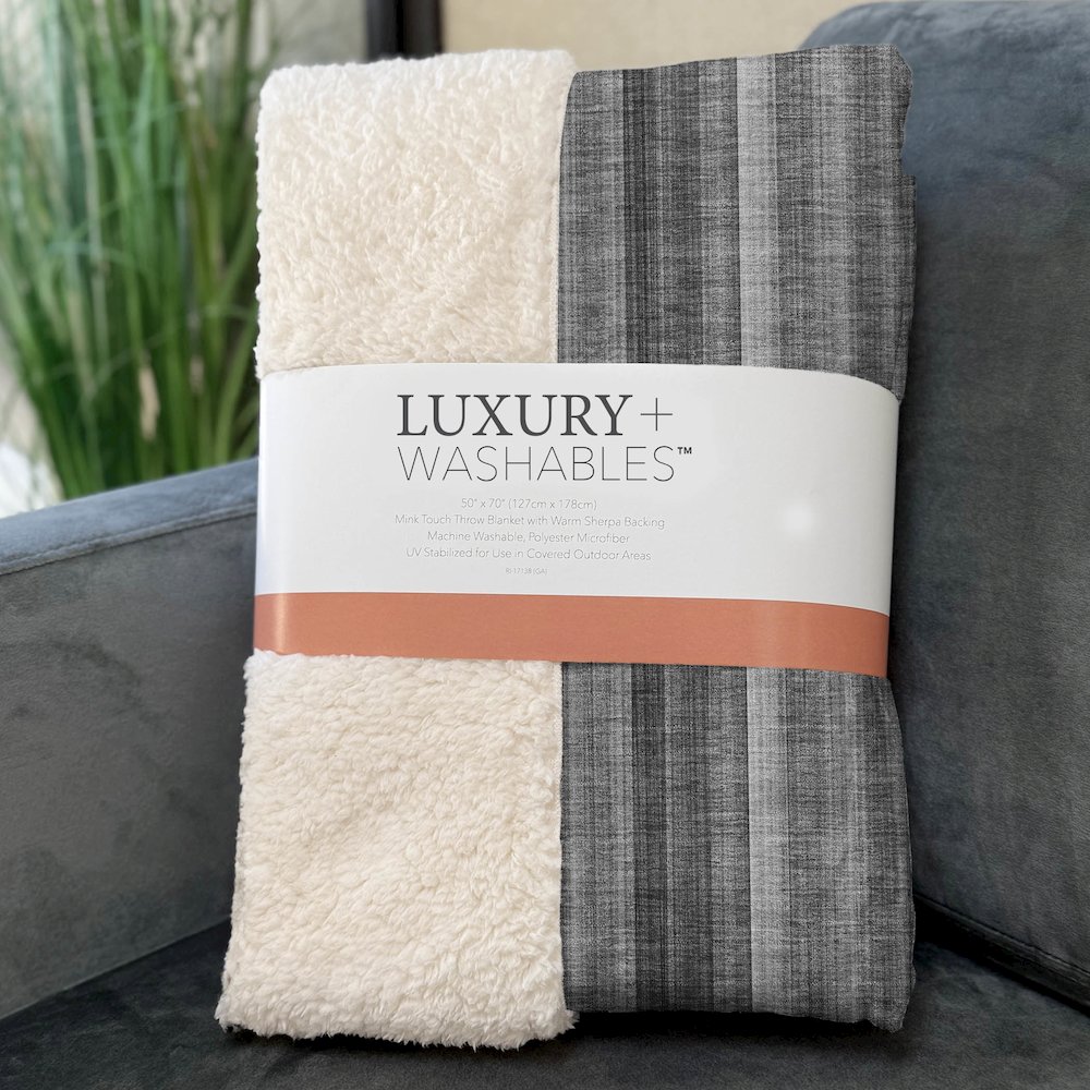 Premium Machine Washable ASB543 Gray 50" x 70" Sherpa Throw Blanket. Picture 3