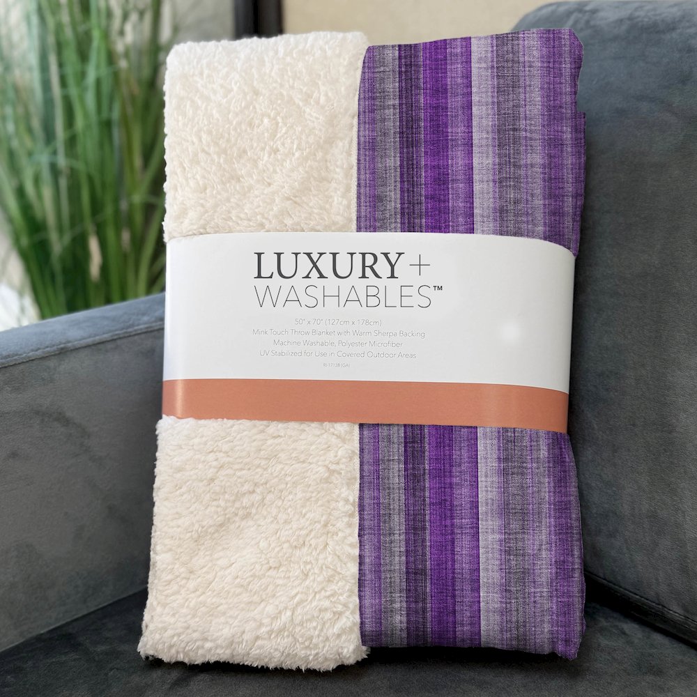 Premium Machine Washable ASB543 Purple 50" x 70" Sherpa Throw Blanket. Picture 3
