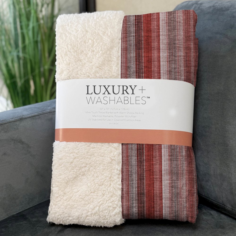 Premium Machine Washable ASB543 Red 50" x 70" Sherpa Throw Blanket. Picture 3