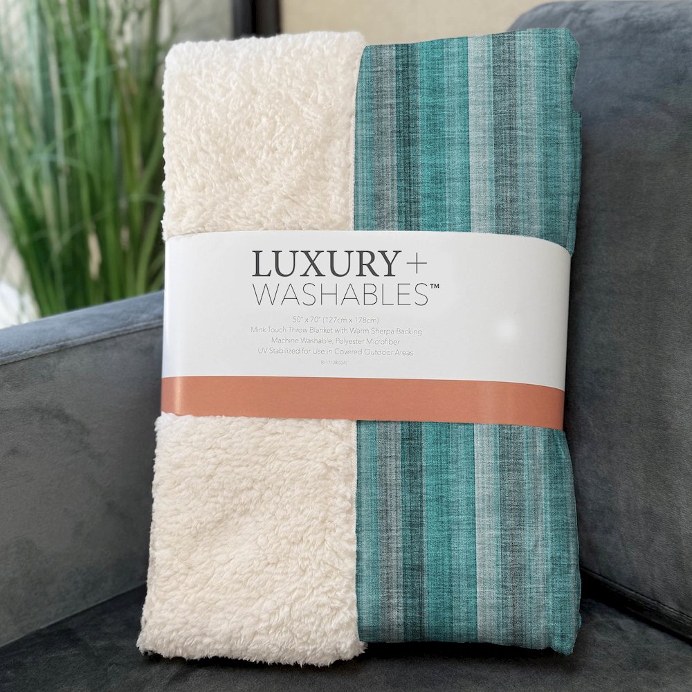 Premium Machine Washable ASB543 Teal 50" x 70" Sherpa Throw Blanket. Picture 3