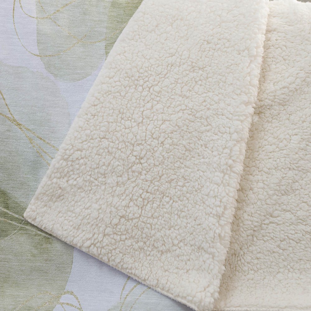 Premium Machine Washable ASB544 Green 50" x 70" Sherpa Throw Blanket. Picture 2