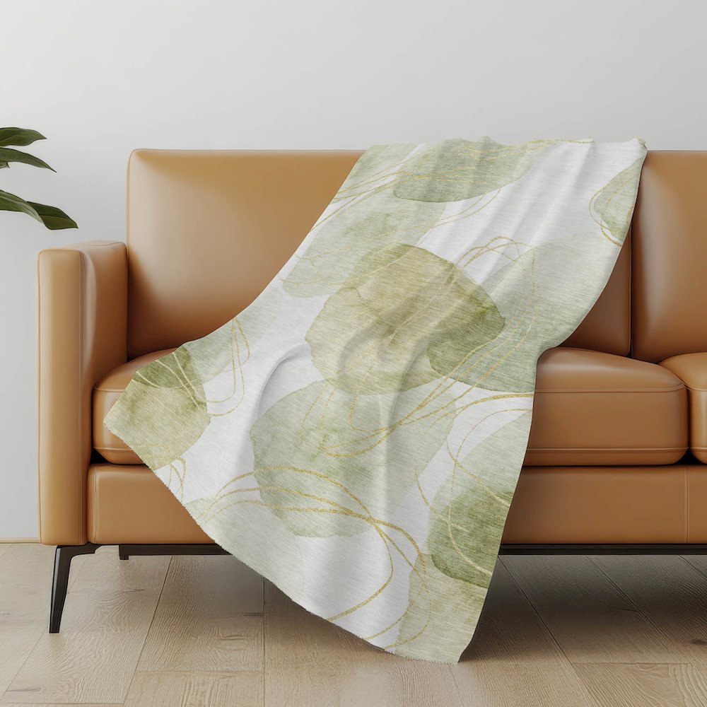 Premium Machine Washable ASB544 Green 50" x 70" Sherpa Throw Blanket. Picture 5