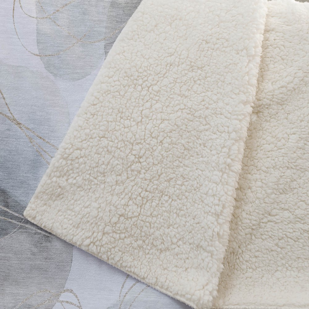 Premium Machine Washable ASB544 Ivory 50" x 70" Sherpa Throw Blanket. Picture 2