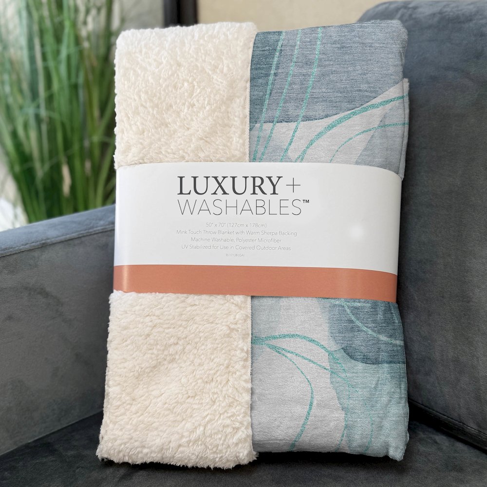Premium Machine Washable ASB544 Teal 50" x 70" Sherpa Throw Blanket. Picture 3