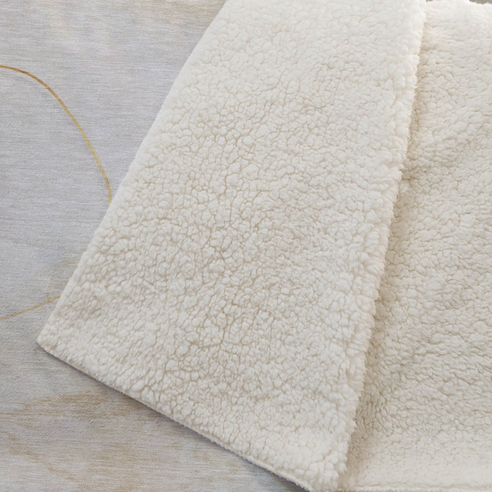 Premium Machine Washable ASB545 Beige 50" x 70" Sherpa Throw Blanket. Picture 2