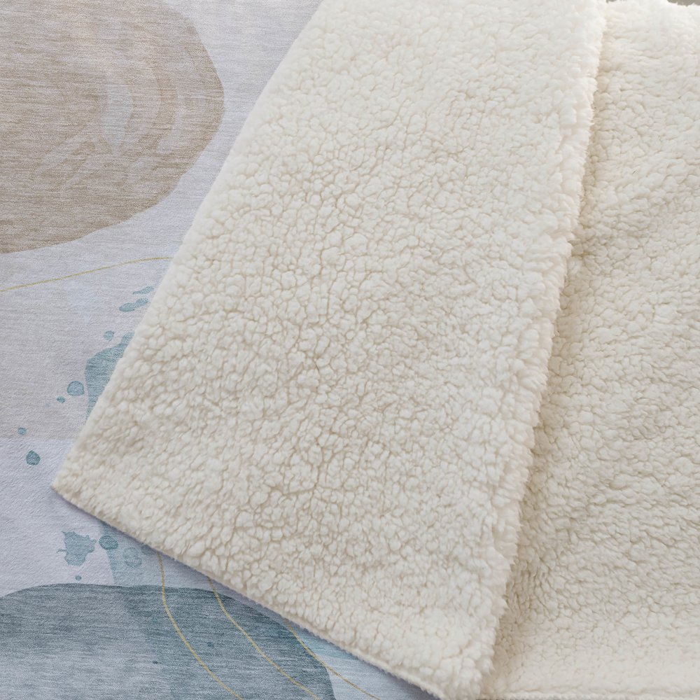 Premium Machine Washable ASB546 Beige 50" x 70" Sherpa Throw Blanket. Picture 2
