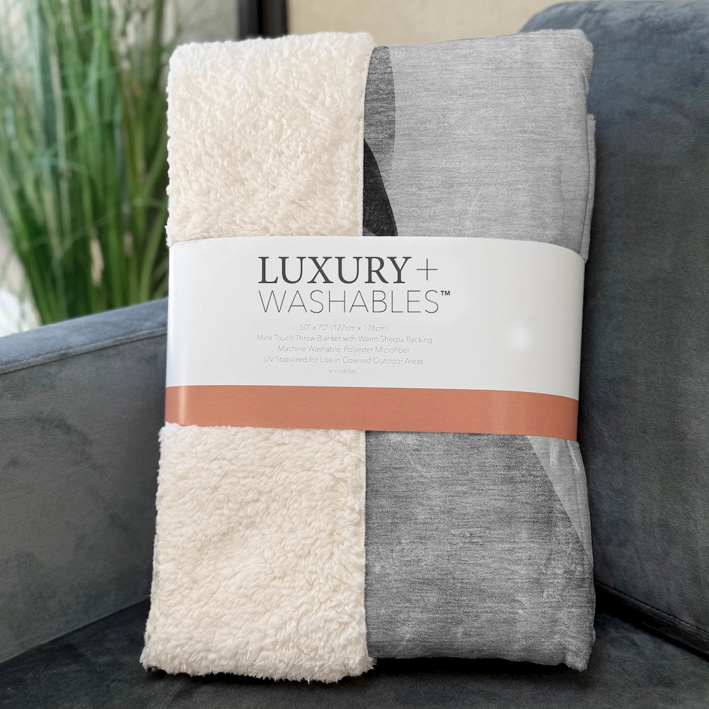 Premium Machine Washable ASB547 Gray 50" x 70" Sherpa Throw Blanket. Picture 3