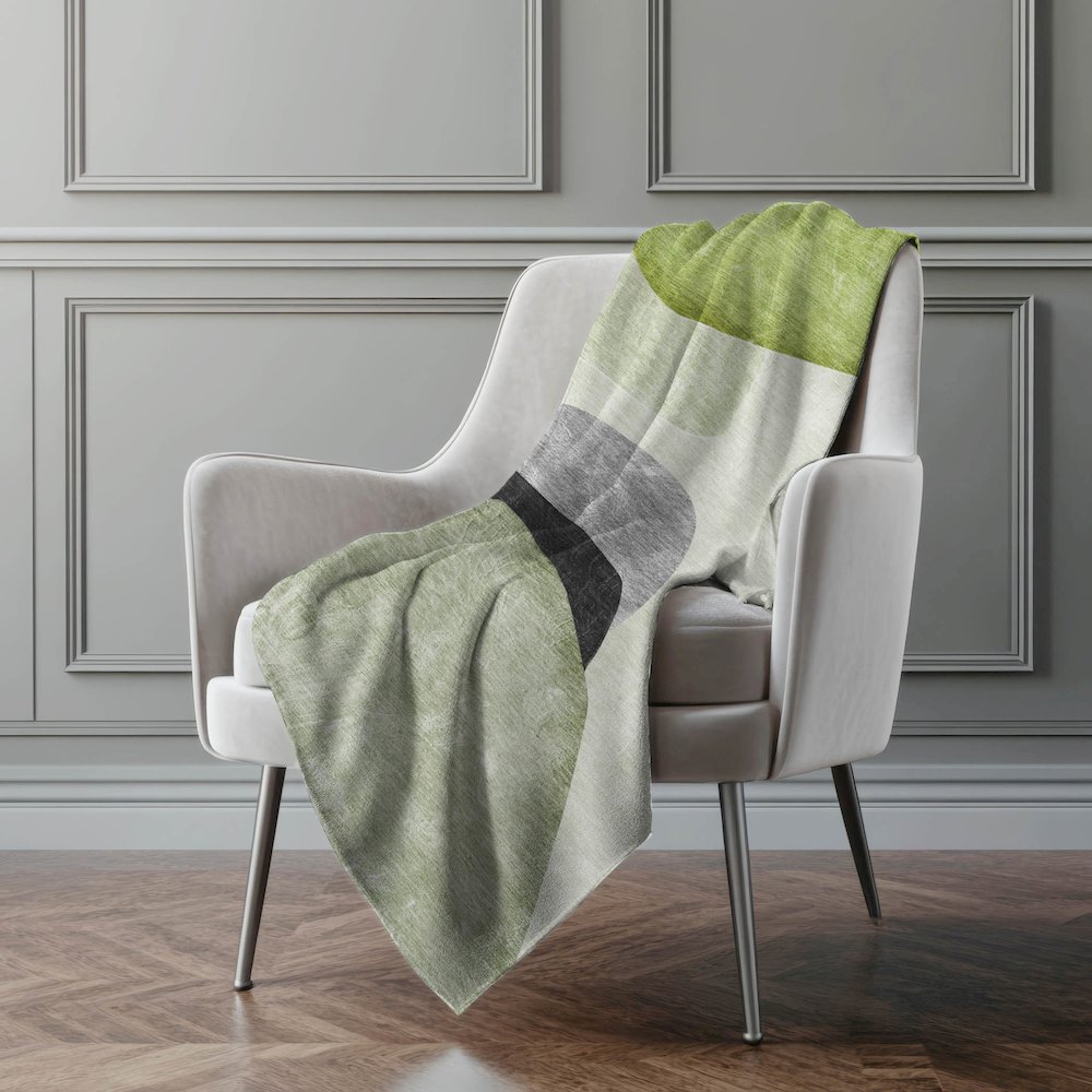Premium Machine Washable ASB547 Green 50" x 70" Sherpa Throw Blanket. Picture 4