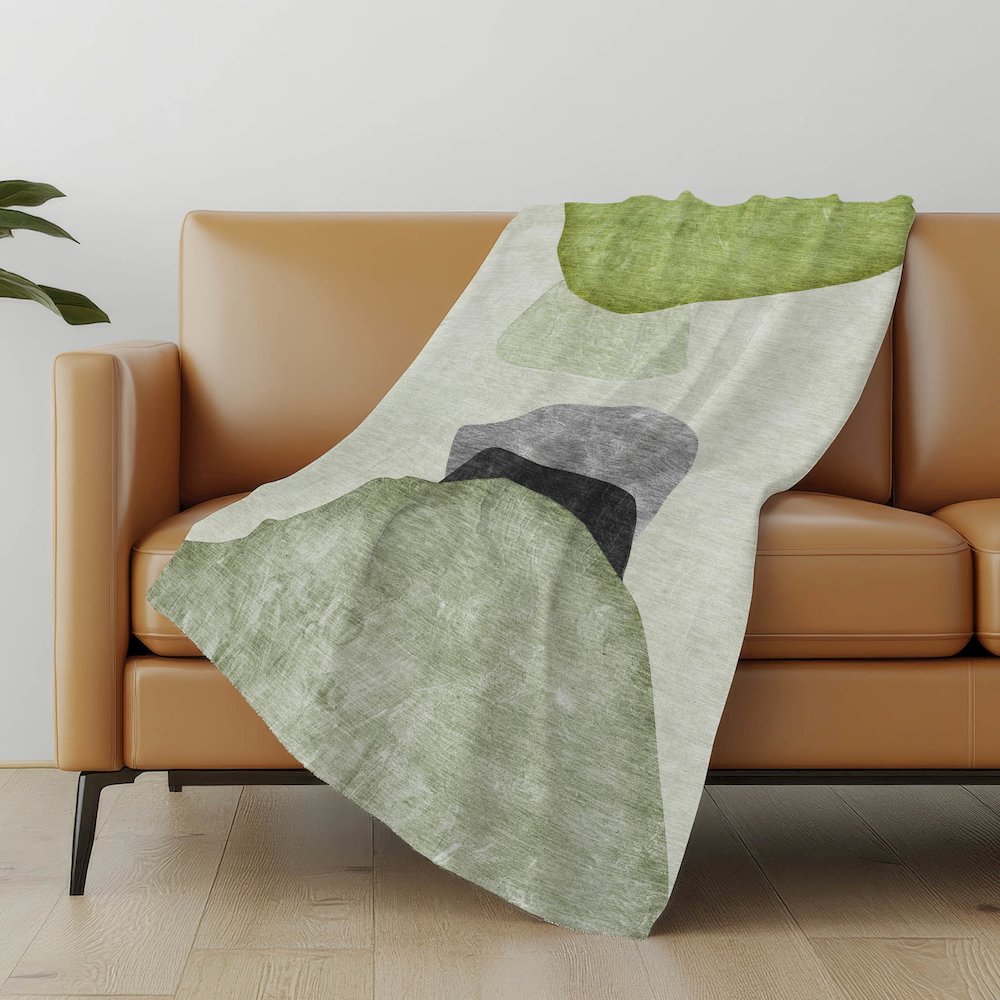 Premium Machine Washable ASB547 Green 50" x 70" Sherpa Throw Blanket. Picture 5