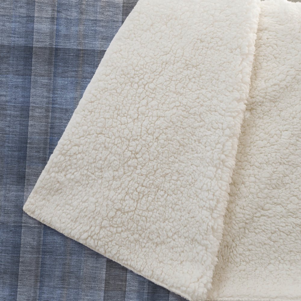 Premium Machine Washable ASB548 Blue 50" x 70" Sherpa Throw Blanket. Picture 2