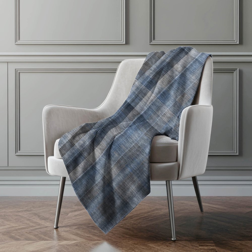 Premium Machine Washable ASB548 Blue 50" x 70" Sherpa Throw Blanket. Picture 4