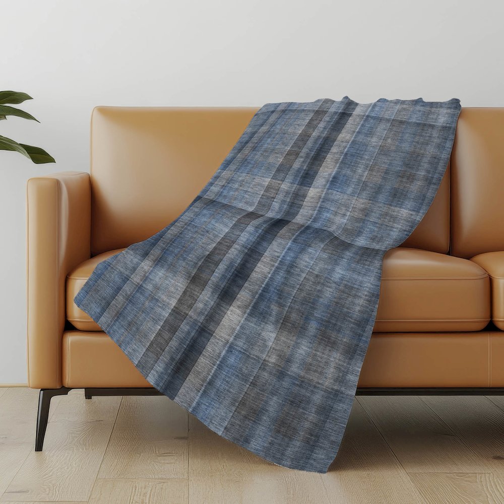 Premium Machine Washable ASB548 Blue 50" x 70" Sherpa Throw Blanket. Picture 5