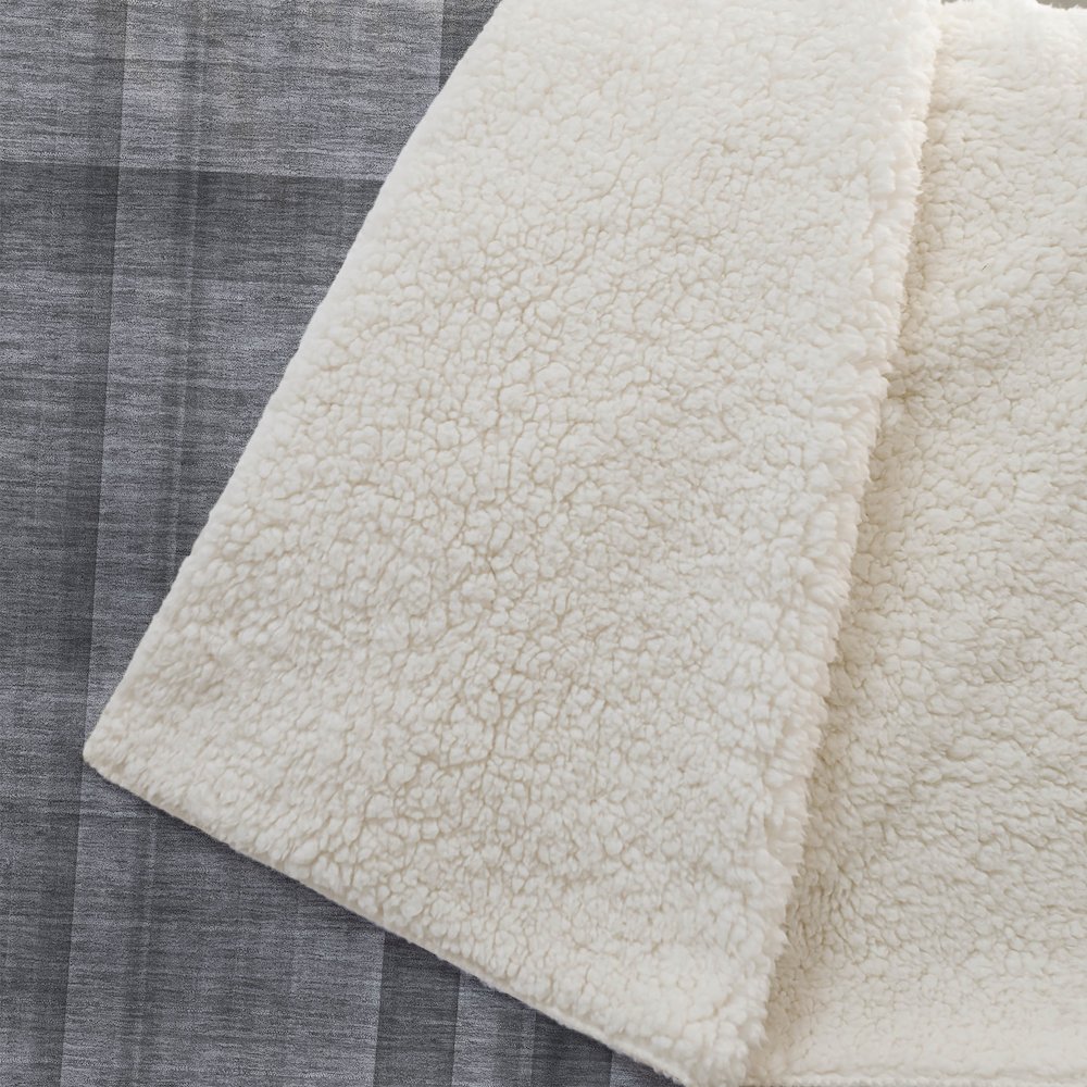 Premium Machine Washable ASB548 Gray 50" x 70" Sherpa Throw Blanket. Picture 2
