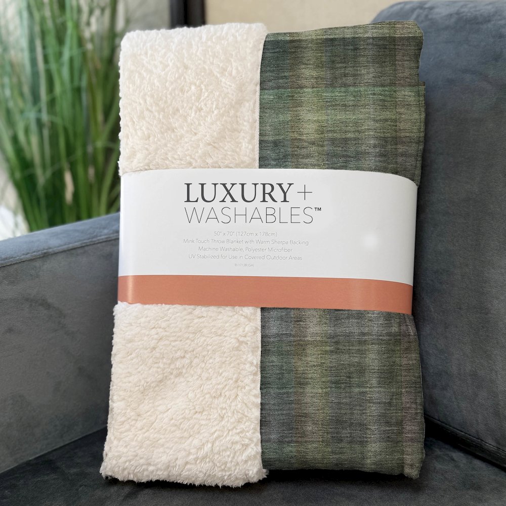 Premium Machine Washable ASB548 Green 50" x 70" Sherpa Throw Blanket. Picture 3