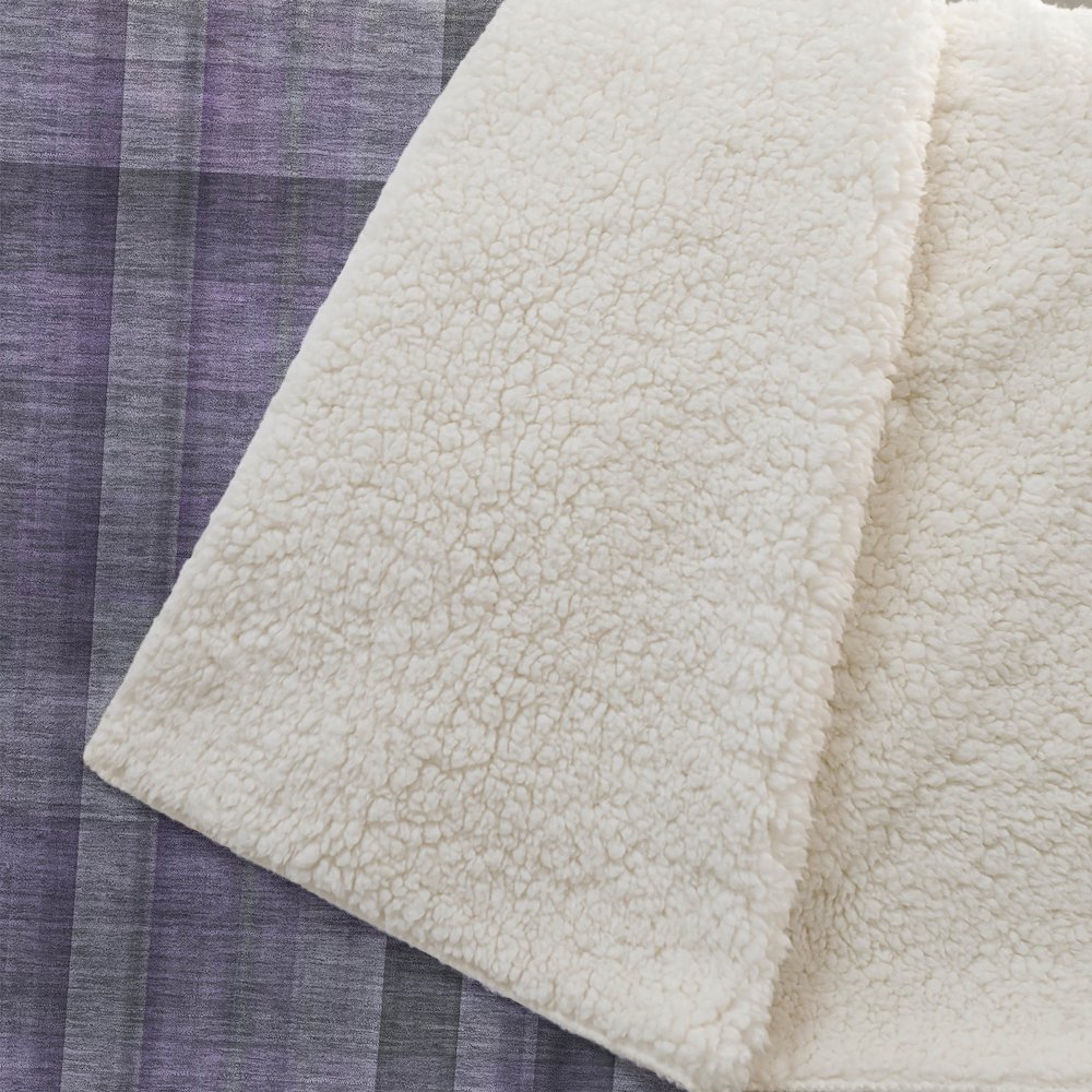 Premium Machine Washable ASB548 Purple 50" x 70" Sherpa Throw Blanket. Picture 2