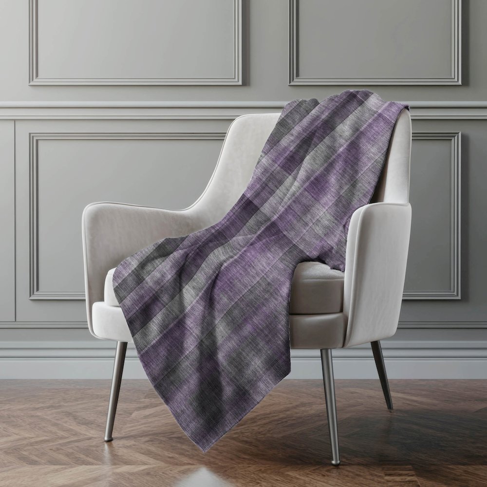 Premium Machine Washable ASB548 Purple 50" x 70" Sherpa Throw Blanket. Picture 4