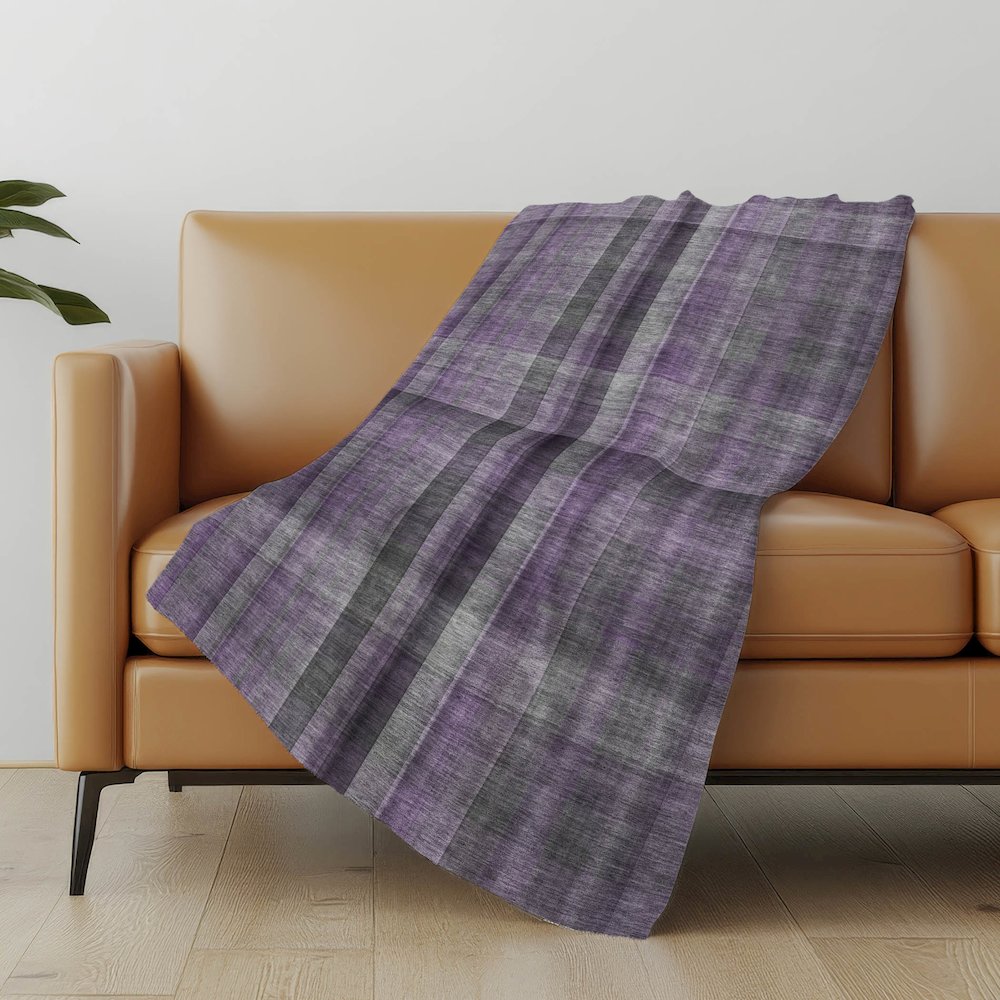 Premium Machine Washable ASB548 Purple 50" x 70" Sherpa Throw Blanket. Picture 5