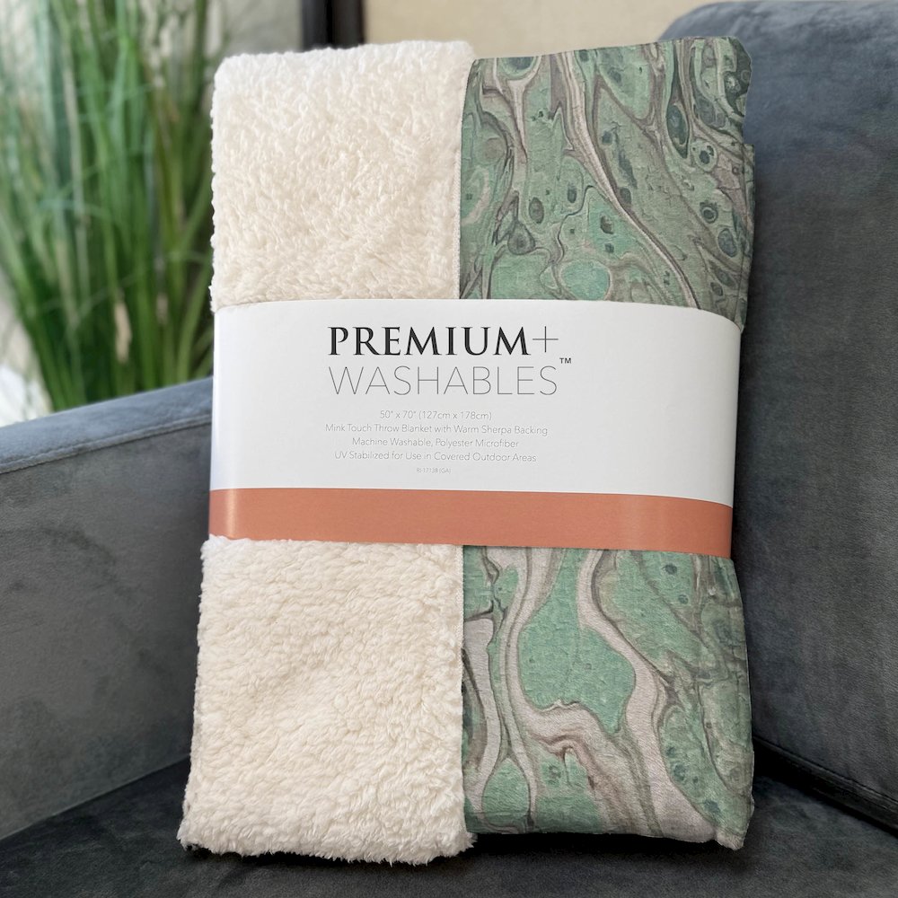 Premium Machine Washable ASB54 Mint 50" x 70" Sherpa Throw Blanket. Picture 3
