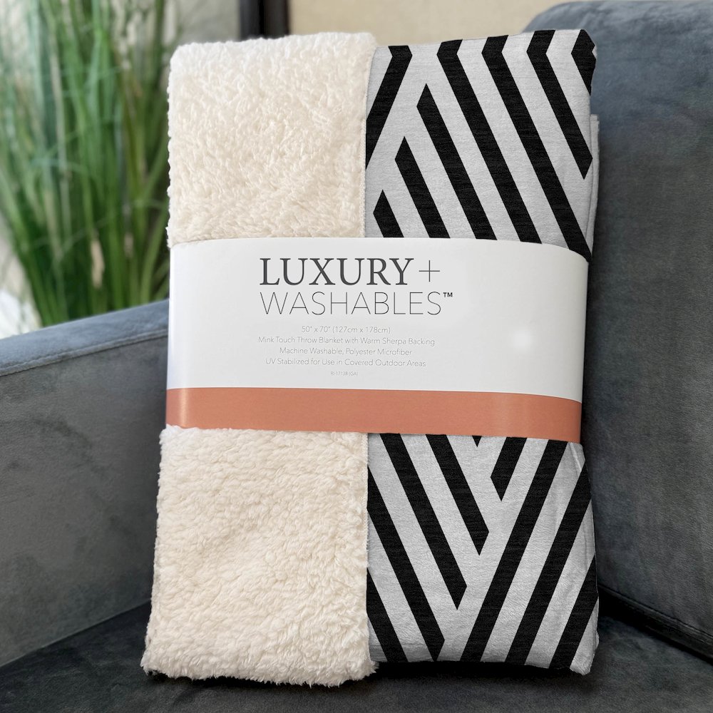 Premium Machine Washable ASB550 Black 50" x 70" Sherpa Throw Blanket. Picture 3