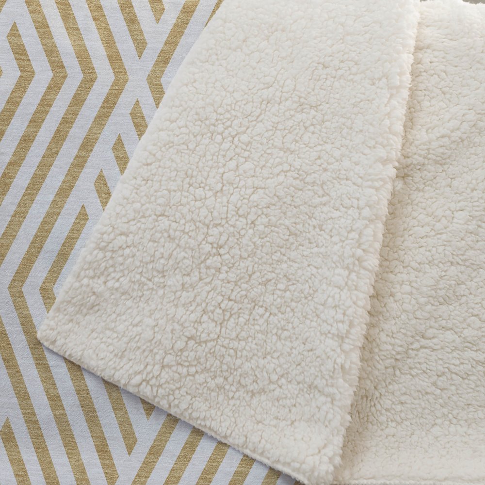 Premium Machine Washable ASB550 Gold 50" x 70" Sherpa Throw Blanket. Picture 2