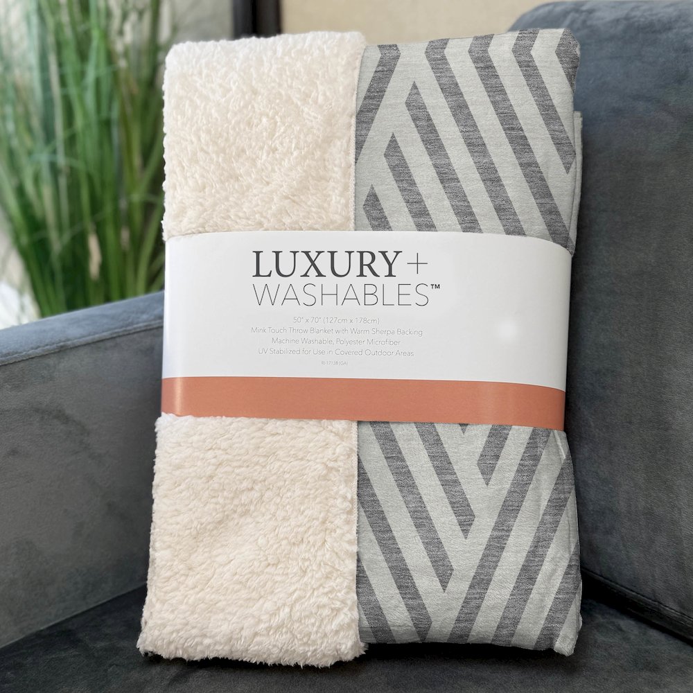 Premium Machine Washable ASB550 Gray 50" x 70" Sherpa Throw Blanket. Picture 3