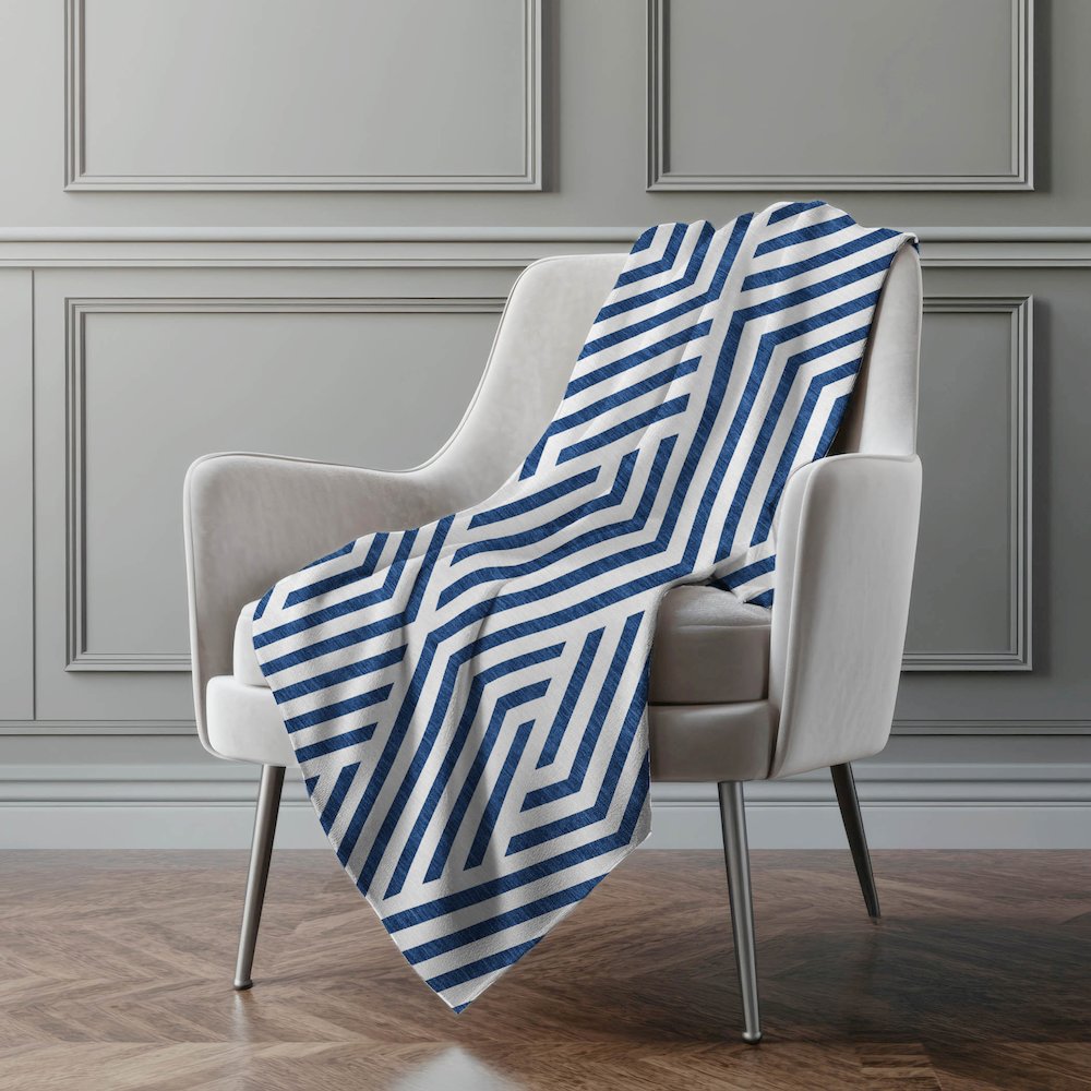 Premium Machine Washable ASB550 Navy 50" x 70" Sherpa Throw Blanket. Picture 4