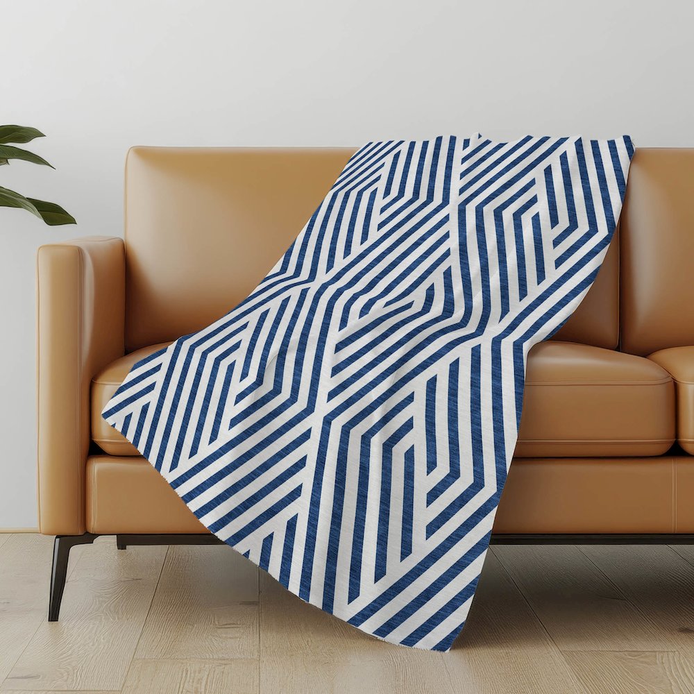 Premium Machine Washable ASB550 Navy 50" x 70" Sherpa Throw Blanket. Picture 5