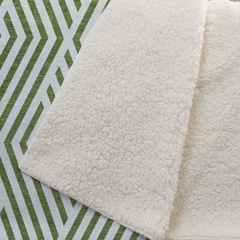 Premium Machine Washable ASB550 Olive 50" x 70" Sherpa Throw Blanket. Picture 2