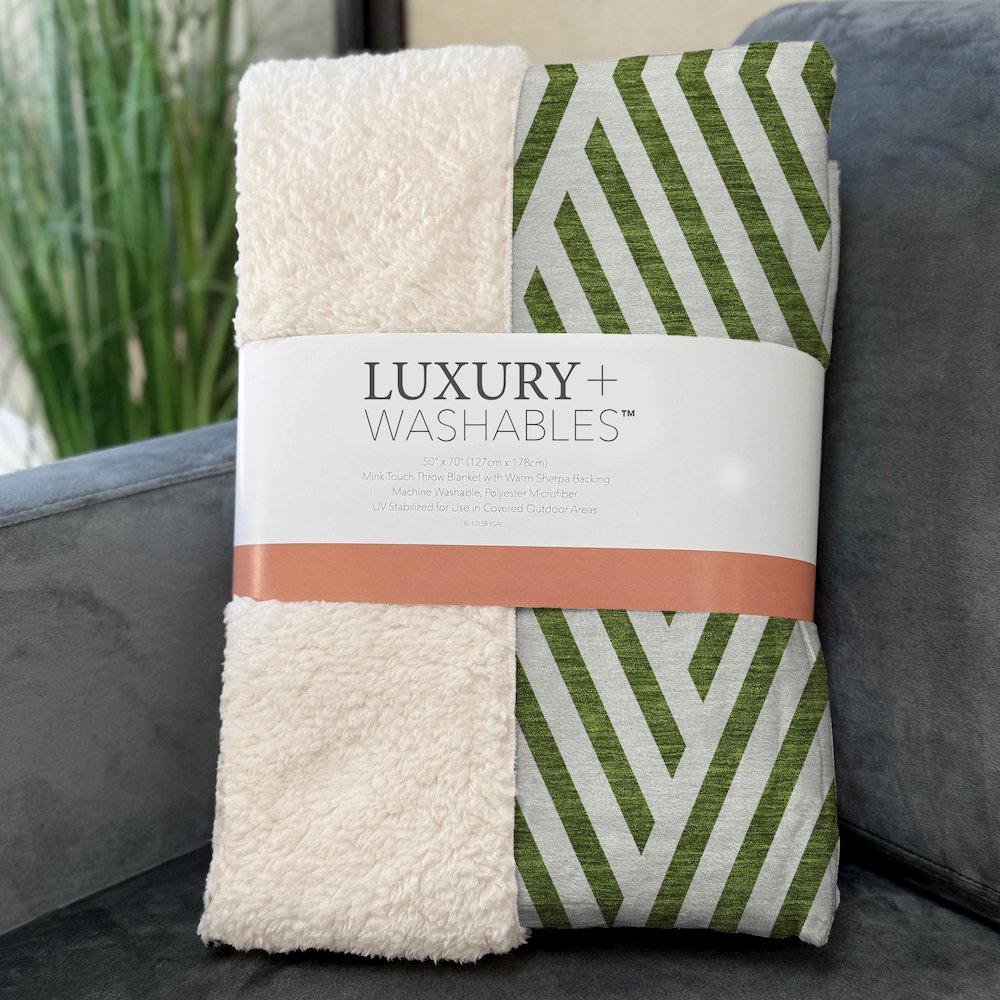 Premium Machine Washable ASB550 Olive 50" x 70" Sherpa Throw Blanket. Picture 3