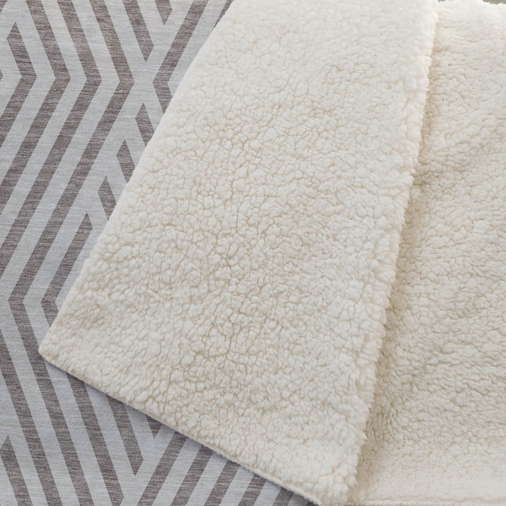 Premium Machine Washable ASB550 Taupe 50" x 70" Sherpa Throw Blanket. Picture 2
