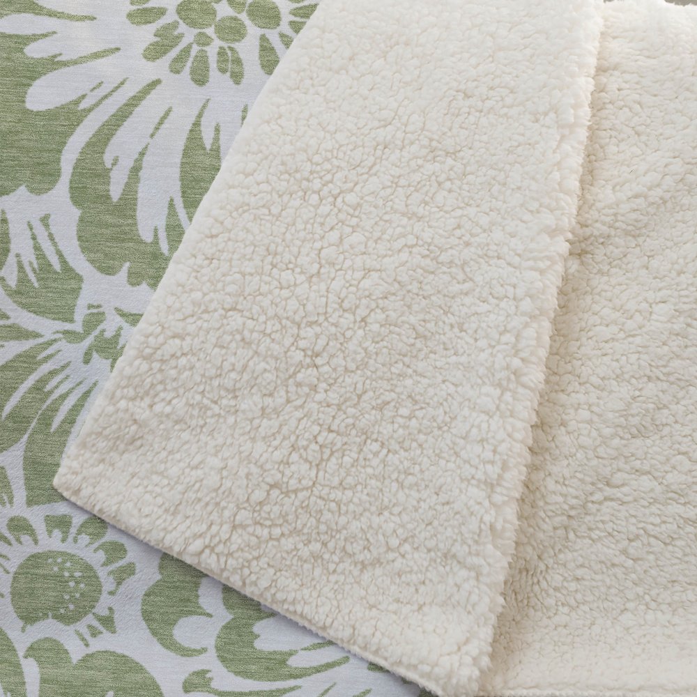 Premium Machine Washable ASB551 Aloe 50" x 70" Sherpa Throw Blanket. Picture 2