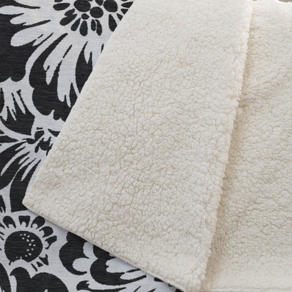 Premium Machine Washable ASB551 Black 50" x 70" Sherpa Throw Blanket. Picture 2