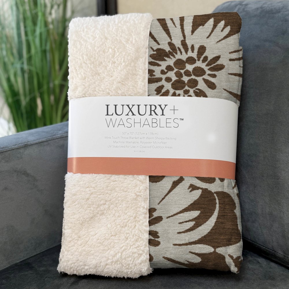 Premium Machine Washable ASB551 Brown 50" x 70" Sherpa Throw Blanket. Picture 3
